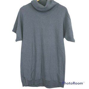 Boden Tunic Sweater 8 US Turtleneck Short Sleeve Blue Cashmere Angora